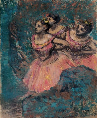 Drei Tänzerinnen im roten Kostüm von Edgar Degas