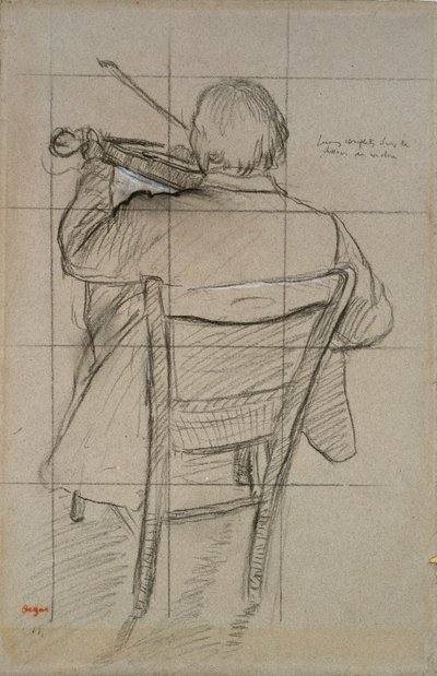 Sitzender Geiger von hinten gesehen, 1875-1876 von Edgar Degas