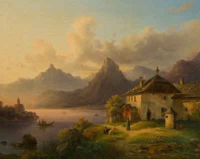 Landschaft mit Bergsee von Edmund Mahlknecht