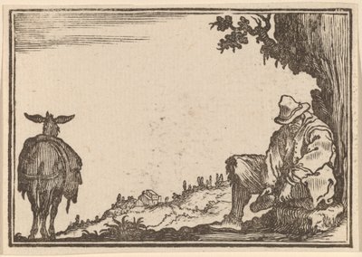 Bauer zieht seinen Schuh aus von Edouard Eckman after Jacques Callot