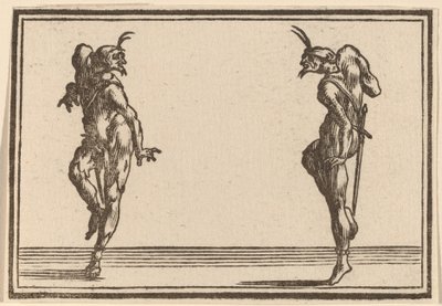 Zwei tanzende Pantalons von Edouard Eckman after Jacques Callot