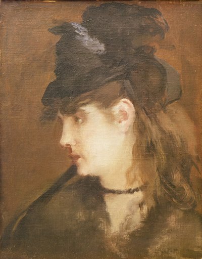Berthe Morisot mit einem schwarzen Hut von Édouard Manet