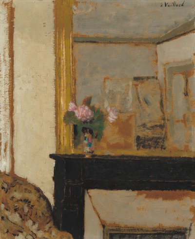Blumenvase auf einem Kaminsims von Edouard Vuillard