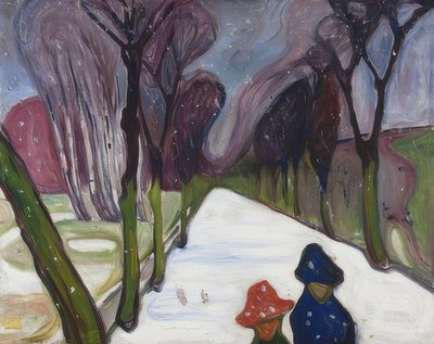Allee im Schneegestöber von Edvard Munch