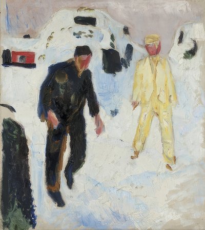 Schwarzer und gelber Mann im Schnee von Edvard Munch