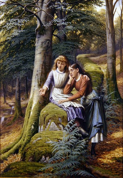Zwei Mädchen in einer Landschaft von Edward Charles Barnes