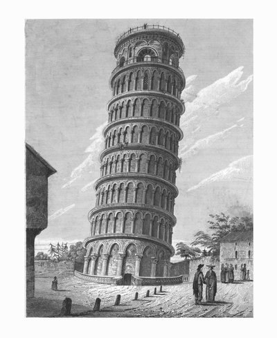 Der schiefe Glockenturm, in Pisa, um 1824 von Edward John Roberts