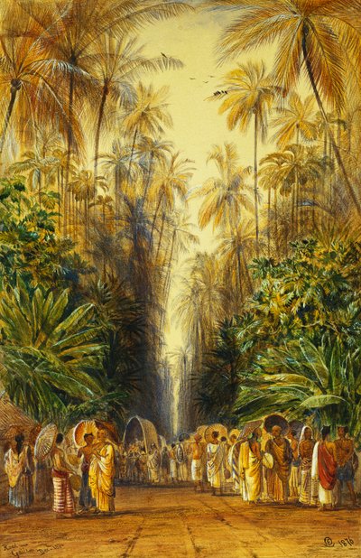 Figuren auf einer Straße in der Nähe von Galle, Ceylon von Edward Lear
