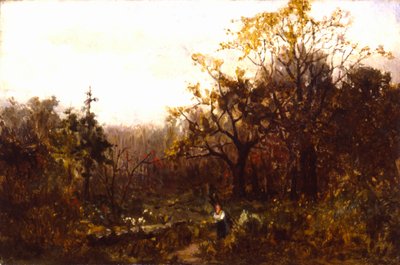 Unbetitelte Landschaft - Frau trägt Holz von Edward Mitchell Bannister
