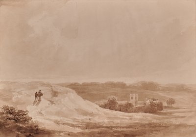 Landschaft mit Kirche in einem Tal von Edward Pretty
