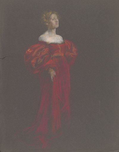 Weibliche Figur in Blau und Rosa von Edwin Austin Abbey