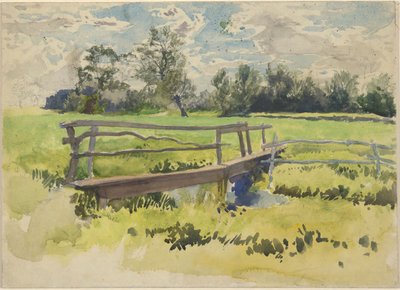 Landschaft, Sumpf und Brücke von Edwin Austin Abbey