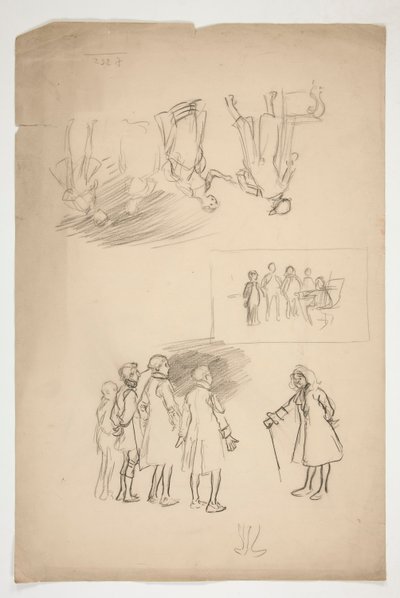 Blatt mit Studien von Edwin Austin Abbey