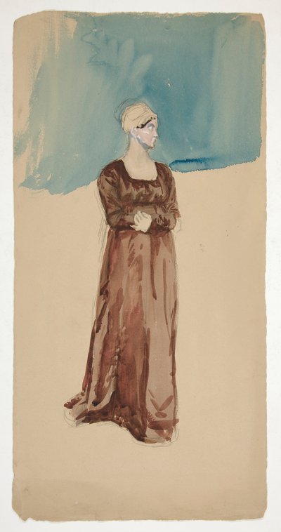 Skizze einer Frau - nicht identifiziert von Edwin Austin Abbey
