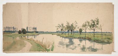 Bäume entlang eines Flussufers von Edwin Austin Abbey