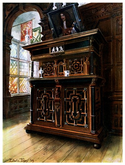 Ein Schrank aus Eiche und Walnuss, 1910 von Edwin Foley