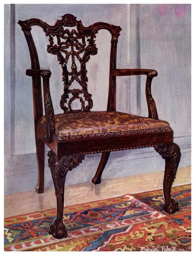 Mahagoni-Sessel, im Stil von Chippendale, 1911-1912 von Edwin Foley