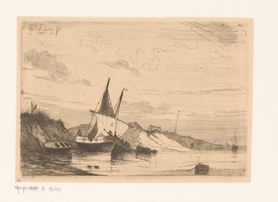 Fischerboot bei den Dünen von Blankenberge von Egidius Linnig