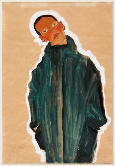 Junge im grünen Mantel, 1910 von Egon Schiele