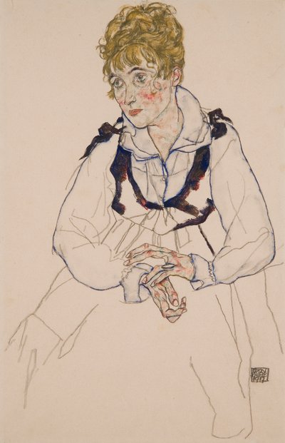 Die Frau des Künstlers, sitzend von Egon Schiele