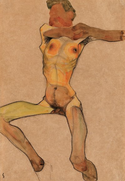 Männlicher Akt, gelb, 1910 von Egon Schiele