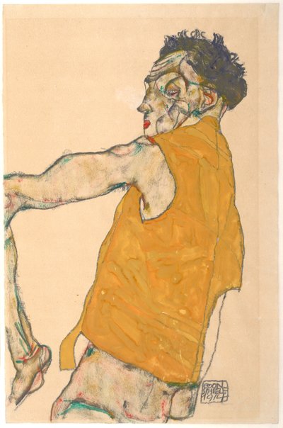 Selbstporträt in gelber Weste, 1914 von Egon Schiele