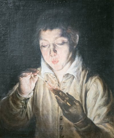 Junge, der eine Glut bläst von El (1541 1614) Greco
