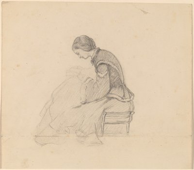 Studie eines lesenden Mädchens von Elihu Vedder