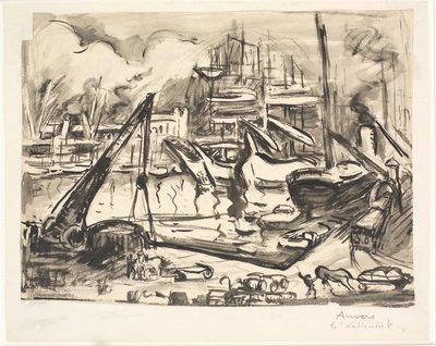 Das Hafenbecken Kattendick in Antwerpen von Emile Othon Friesz