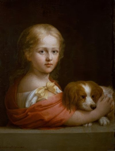 Ein Mädchen mit einem Hund von Emilie Lachaud de Loqueyssie
