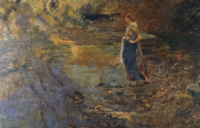 Wäscherin, von Emilio Gola (1851-1923) von Emilio Gola