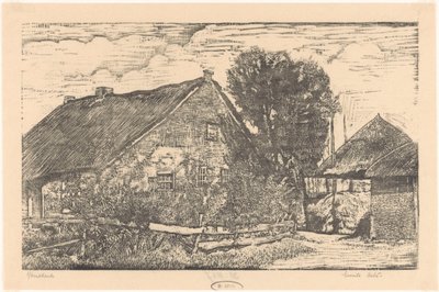 Bauernhof mit Heuschuppen von Emilius Wilhelmus Dehé (signed by artist)