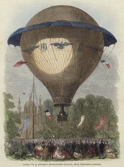 Aufstieg des Montgolfier-Ballons von M. Godard von English School