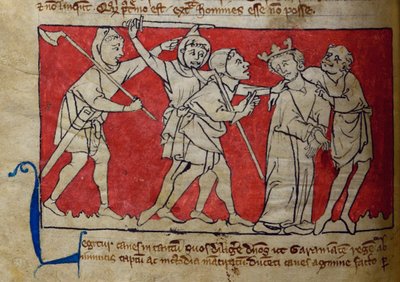 CCA-LitMs/D/10 fol. 5v Gefangennahme, aus Bestiarium von English School