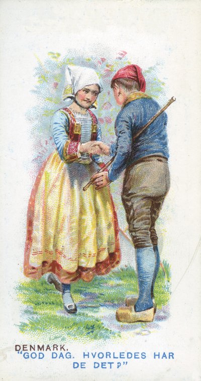 Übliche Begrüßung in Dänemark, 1907 von English School