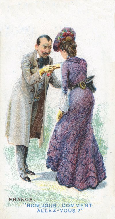 Übliche Begrüßung in Frankreich, 1907 von English School