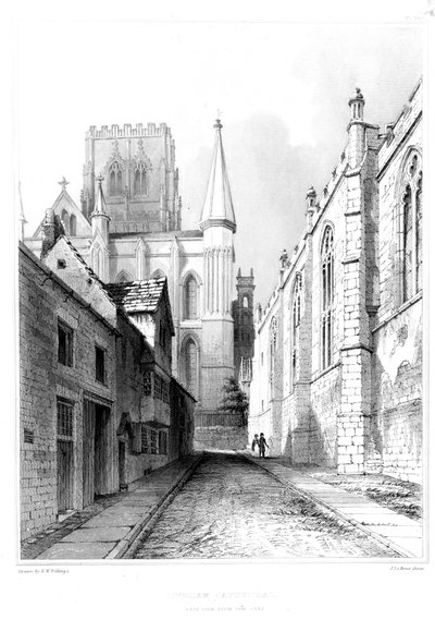 Durham Cathedral, Ostansicht von Bow Lane von English School