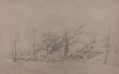 Bauerngebäude am Flussufer, ca. 1840 von English School
