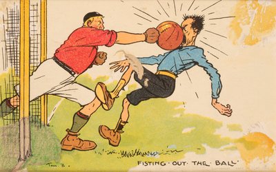 Ball abwehren, montierte Postkarte von English School
