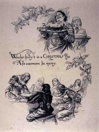 Weihnachtsszene im jakobinischen Stil von English School