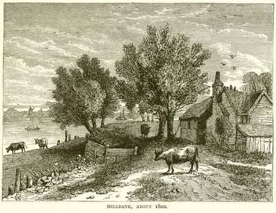 Millbank, um 1800 von English School