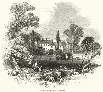 Pembroke Lodge, Richmond Park (Gravur) von English School