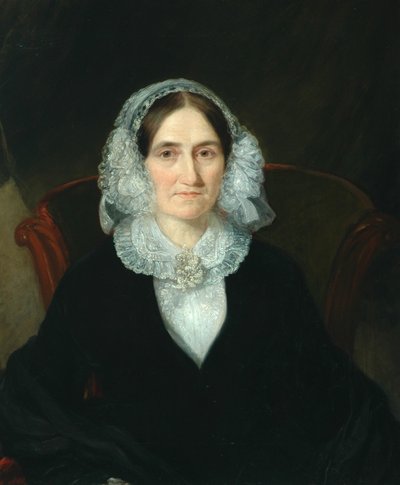 Porträt einer Dame mit Spitzenhaube von English School