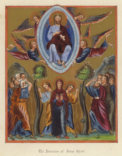 Die Himmelfahrt Jesu Christi (Farblithographie) von English School