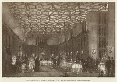 Der Bankettsaal, Hampton Court (Lithografie) von English School