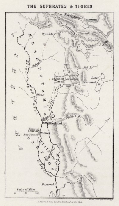 Der Euphrat und der Tigris (farbige Gravur) von English School