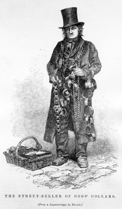 Der Straßenverkäufer von Hundehalsbändern, ca. 1840 von English School