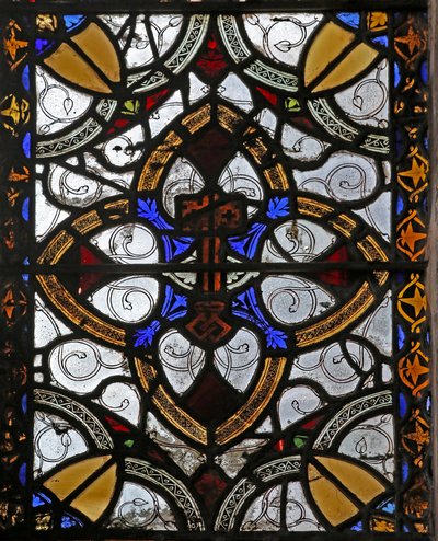 Fenster n4, Grisaille & St. Peter Emblem von English School