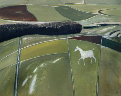 Weißes Pferd, Cherhill von Eric Contemporary Artist Hains