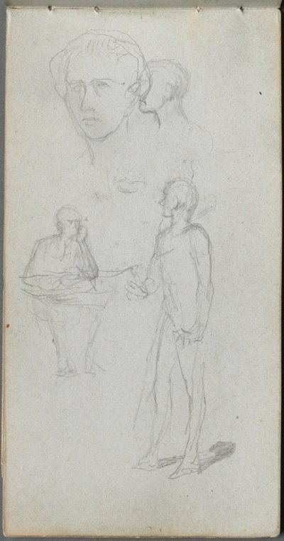 Skizzenbuch, Seite 12: Mehrere Figuren von Ernest Meissonier